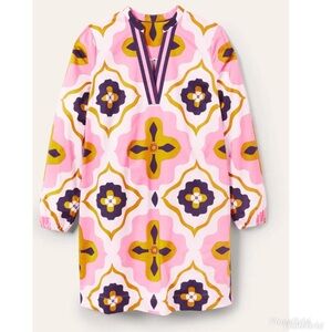 Boden Pink and Purple Patterned Dress